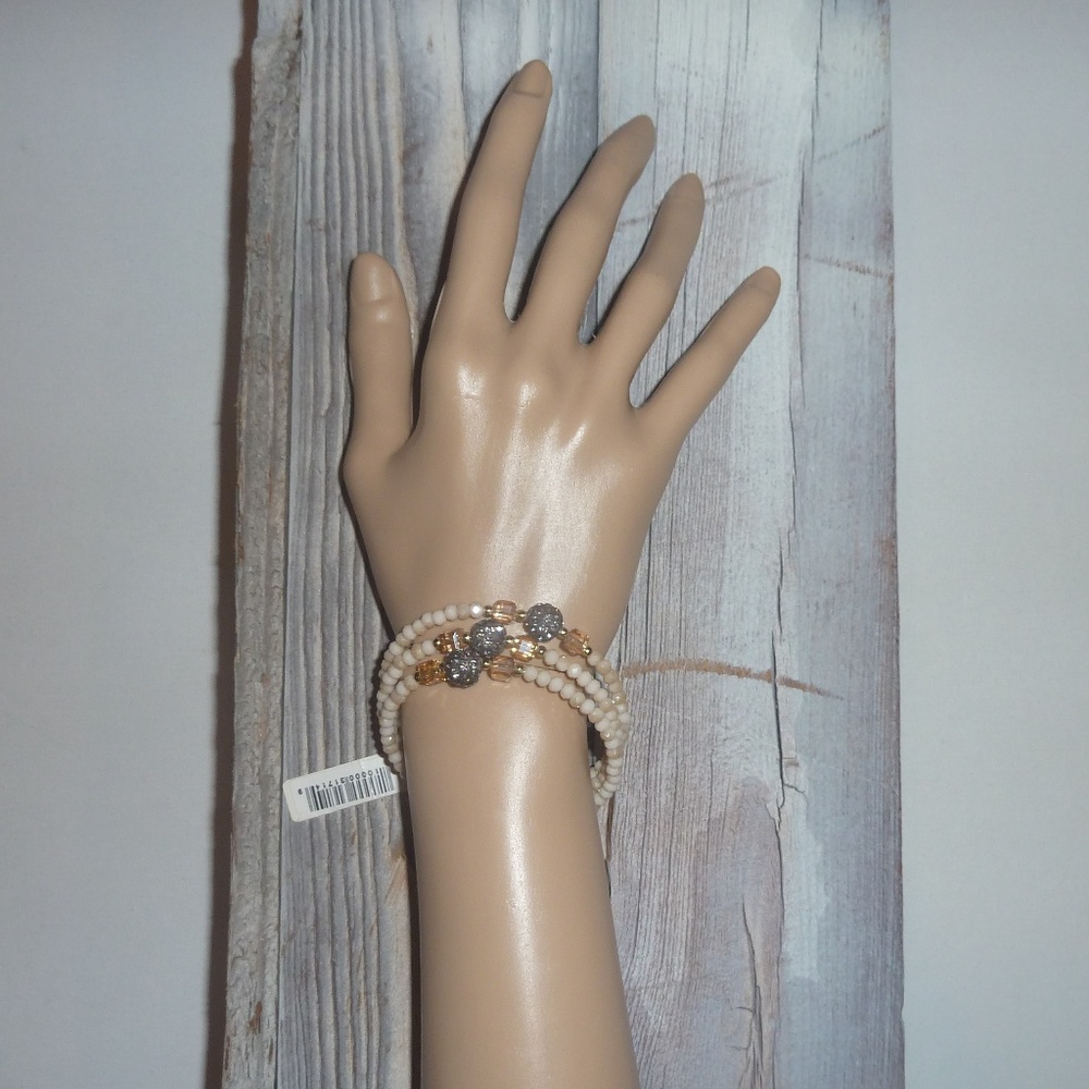 Boutique Bracelets Wire Twist Three Stack Tans